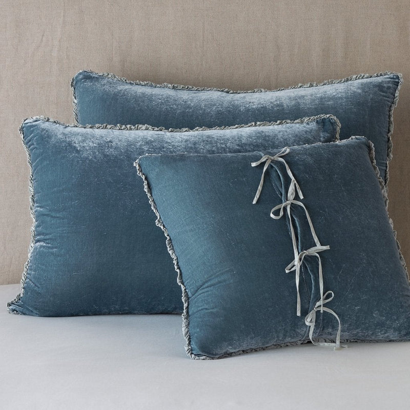 In Stock Bella Notte Carmen Sham Deluxe in autumn-colored fabric with elegant embroidery for a luxurious bedroom decor.