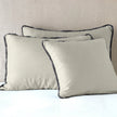 Bella Notte Paloma Euro Sham with autumn-colored fabric and decorative stitching, showcasing elegant bedroom decor.