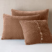 Bella Notte silk velvet quilted sham with a plush, textured design in rich autumn tones, perfect for luxurious bedding.