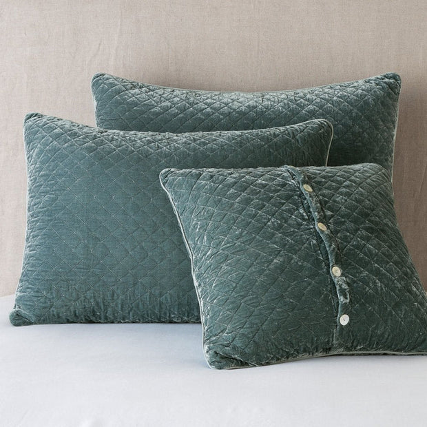 Bella Notte Silk Velvet Quilted Sham, autumn-colored euro sham with a textured quilted pattern and luxurious velvet fabric.