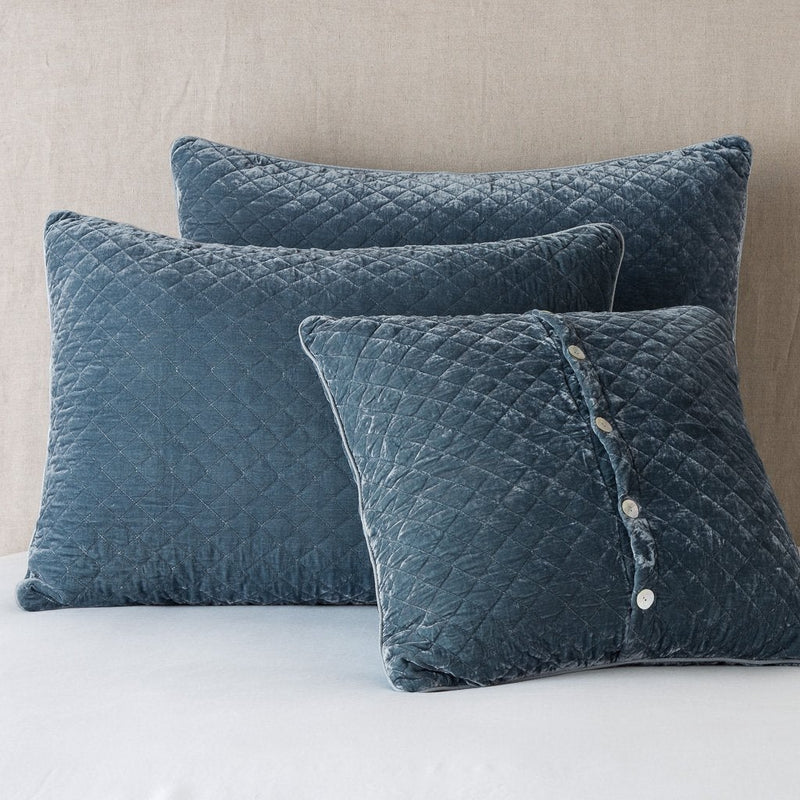 Bella Notte silk velvet quilted sham featuring a rich, textured design and elegant autumn color for luxurious bedding.