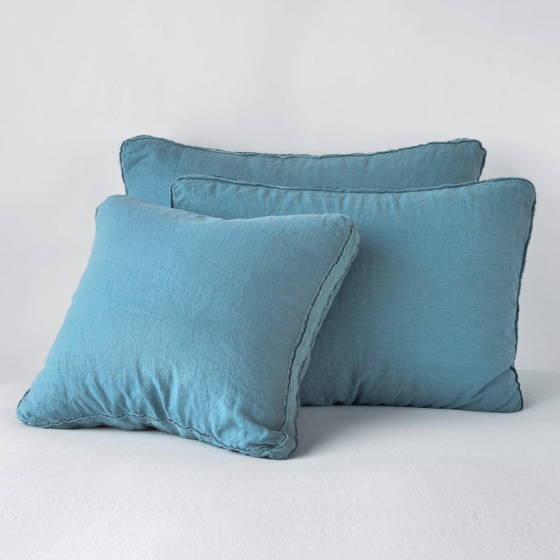 Bella Notte Austin Sham in Cenote fabric, showcasing soft, luxurious European-style bedding with intricate detailing.