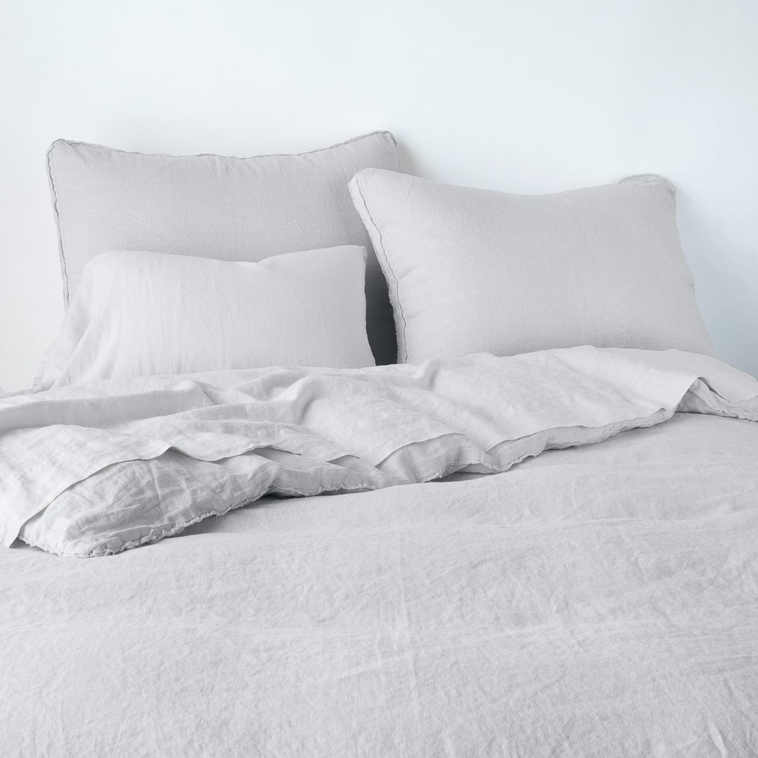 Bella Notte Austin Sham in Cenote Euro fabric showing soft, luxurious bedding with intricate pattern and elegant design.