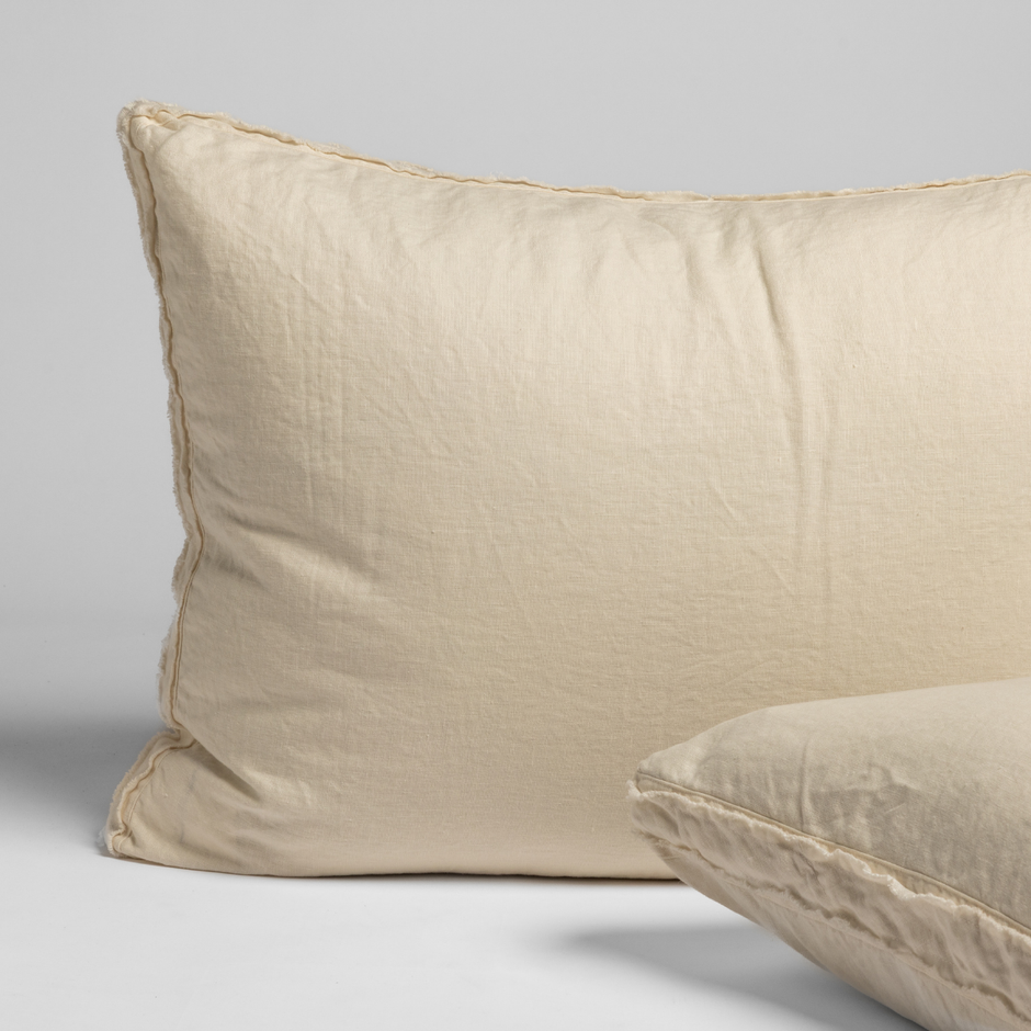 Natural Bella Notte Austin sham set, soft beige bed shams with elegant, gathered fabric design for a luxurious bedroom look.