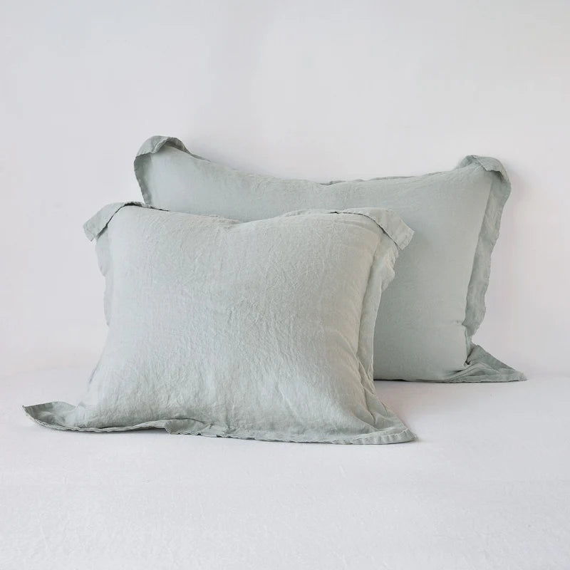 French lavender linen sham by Bella Notte, showcasing a soft, textured fabric with elegant stitching and a relaxed, luxurious look.