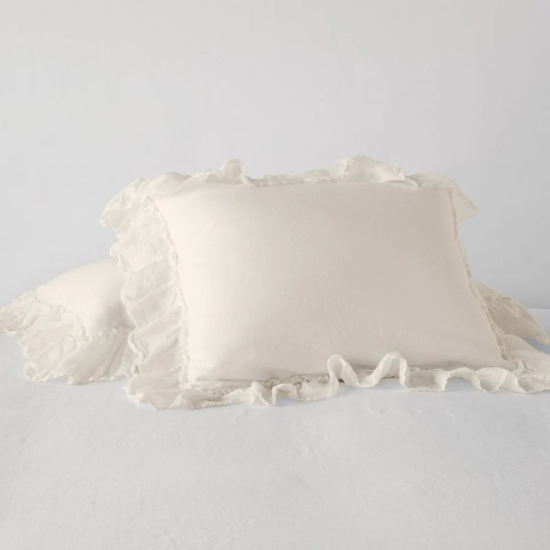 Bella Notte Linen Whisper Sham in French Lavender, soft linen bedding sham with elegant design and plush texture.