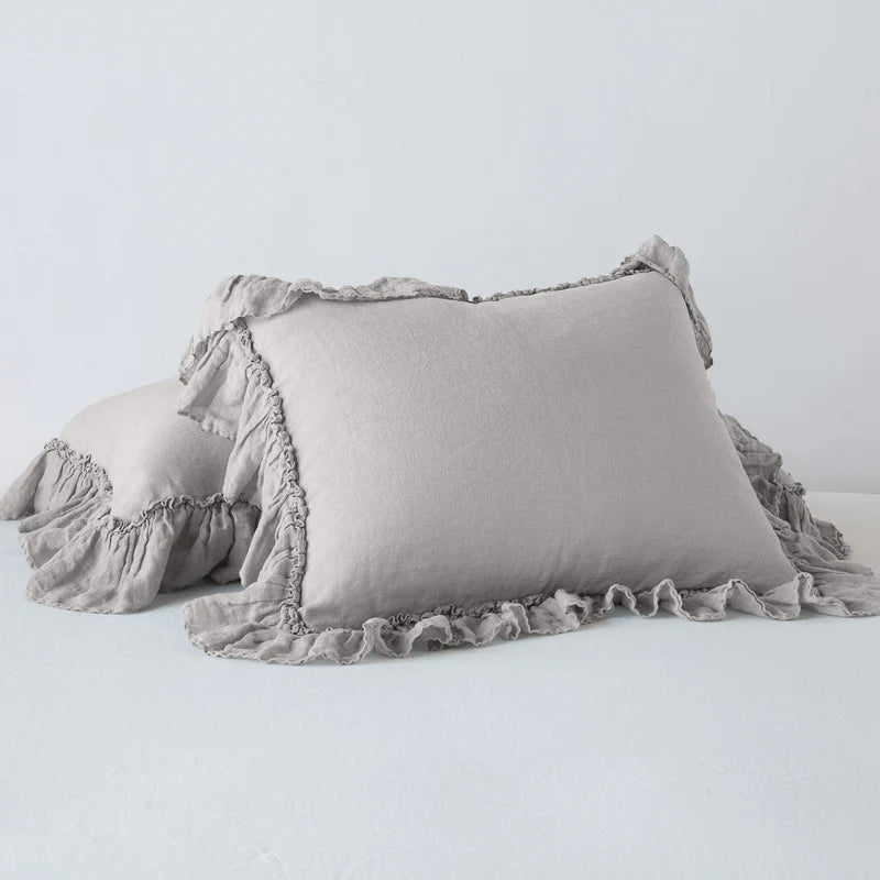 Bella Notte Linen Whisper Sham in French Lavender, plush linen pillow sham with elegant, soft fabric and subtle texture.