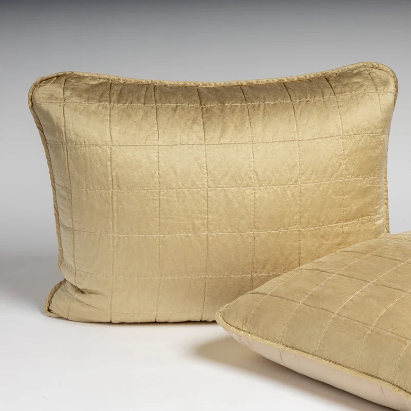 Bella Notte French Lavender deluxe silk shams with elegant embroidery, showcasing the luxurious bedding design.