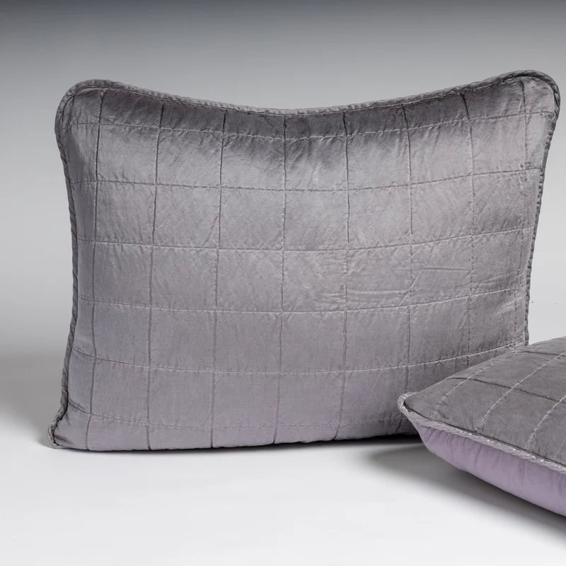 Bella Notte French Lavender deluxe silk shams with elegant embroidery, featuring a soft, luxurious finish and intricate detailing.
