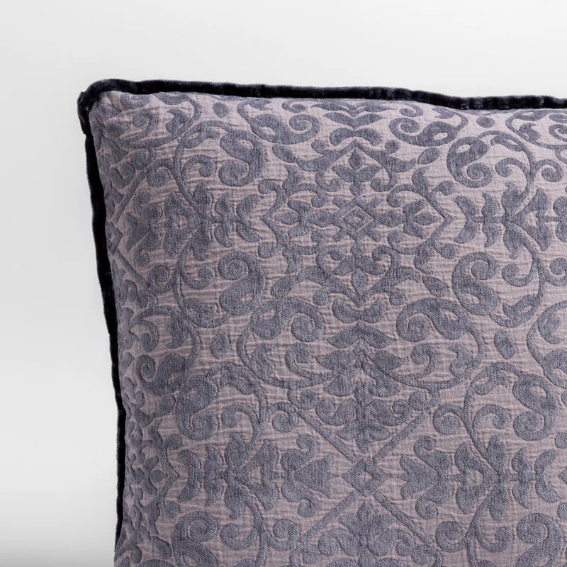 Bella Notte Vienna sham in French lavender, featuring elegant fabric and decorative stitching for a luxurious bedroom decor.
