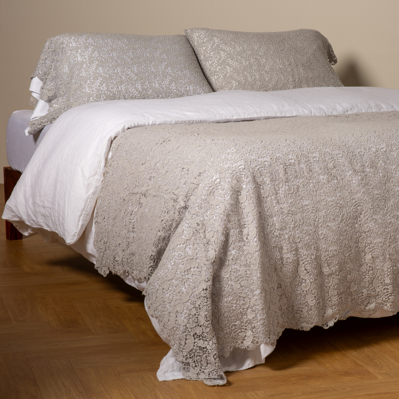 Bella Notte Allora bed scarf throw blanket in Cenote fabric with soft, luxurious texture and elegant drape.