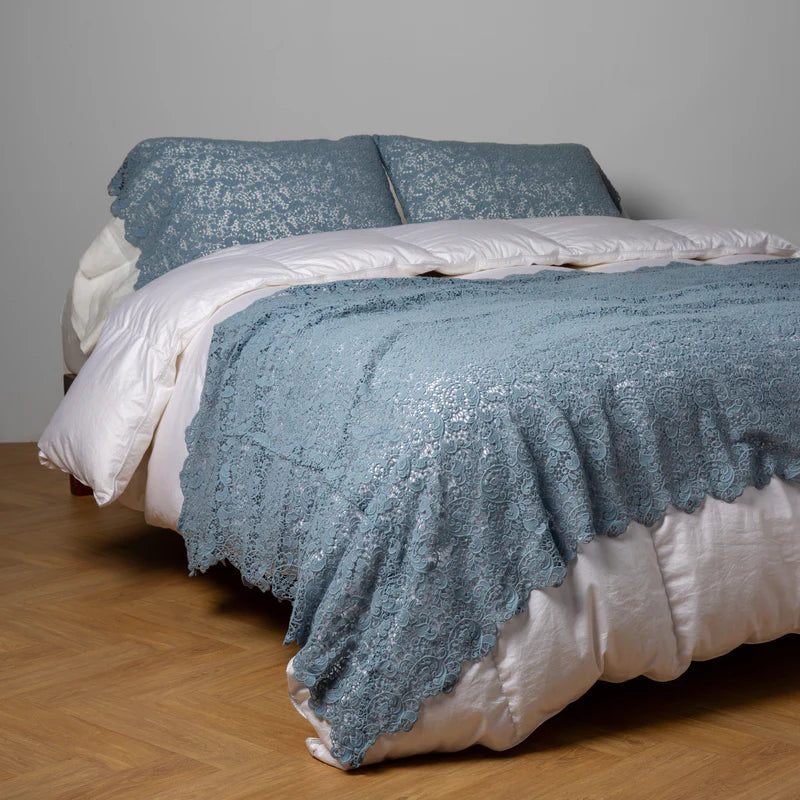 Bella Notte Allora Bed Scarf throw blanket in Cenote, showcasing soft fabric and elegant drape for bedding decor.