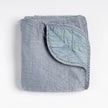 Bella Notte Tahoe Blue Sel throw blanket spread out on a cozy sofa, showcasing soft, luxurious fabric and elegant design.