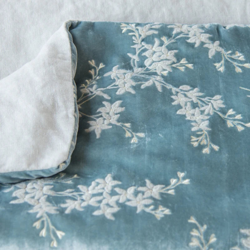 Bella Notte Lynette throw blanket in Tahoe Blue, showcasing soft fabric and cozy texture for comfortable home decor.
