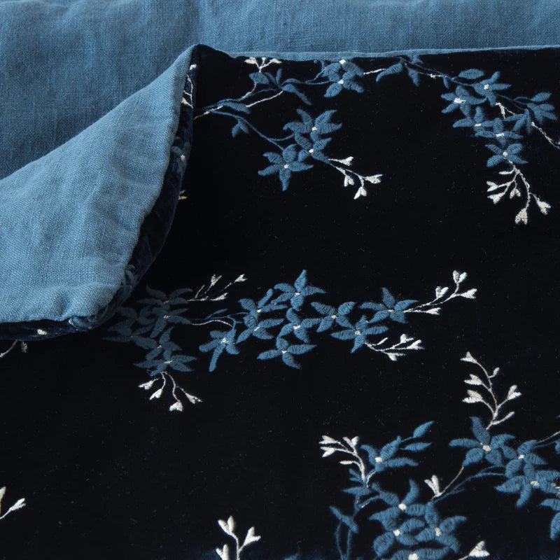 Bella Notte Lynette throw blanket in Tahoe Blue, soft and cozy fabric with elegant texture for bedroom or living room decor.