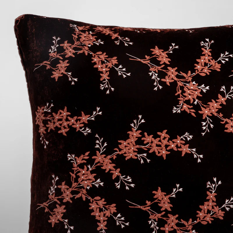 Bella Notte Lynette Throw Pillow with autumn-colored fabric, designed for decorative comfort on sofas and beds.
