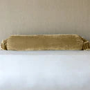 Bella Notte Loulah throw pillow with autumn-colored fabric and decorative bolster design, perfect for cozy home decor.