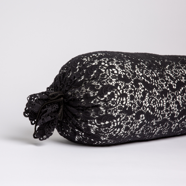 Bella Notte Allora Lace Bolster Cover on a throw pillow with elegant lace detailing for sophisticated home decor.