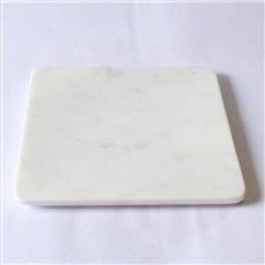 Square marble platter by BIDK featuring a sleek, polished white surface perfect for serving appetizers or cheese.