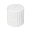 Grooved white marble canister from BIDK bath accessories collection, with a smooth, polished surface and elegant design.