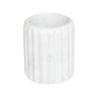 Grooved white marble bathroom accessory holder by BIDK, featuring a sleek, modern design for organizing bathroom essentials.