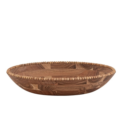 Acacia wood beaded decor bowl by BIDK, showcasing a handcrafted design with intricate wooden bead detailing for stylish home decor.