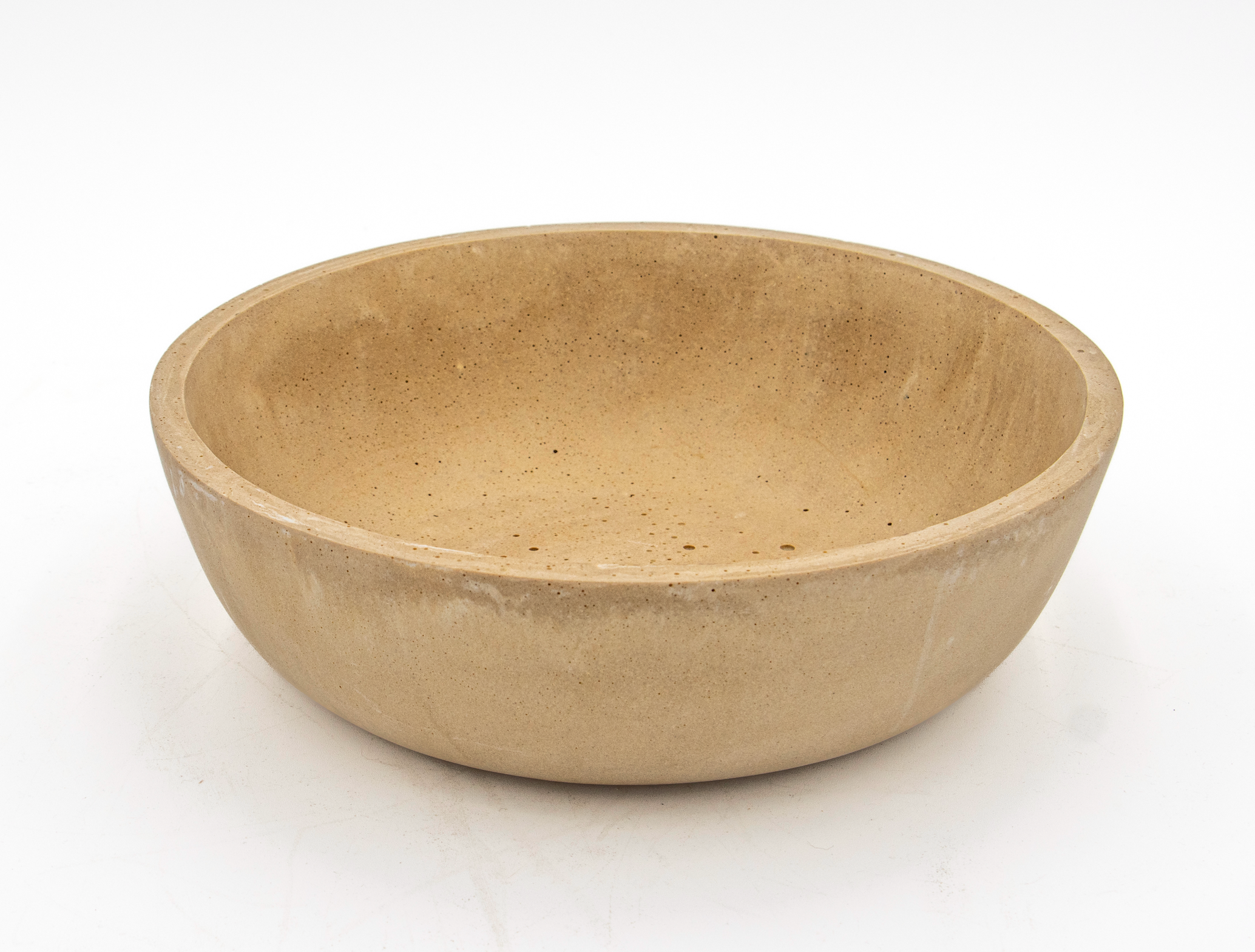 Beige resin decor serving bowl by BIDK, round with smooth finish, ideal for table or display use.