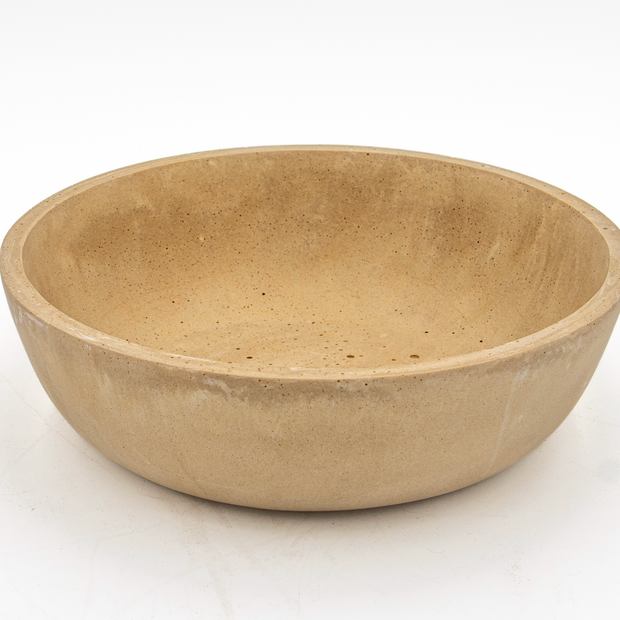 Beige resin decor serving bowl by BIDK, round with smooth finish, ideal for table or display use.