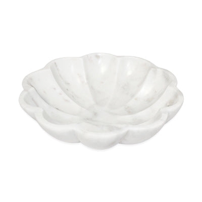 Medium marble carved lotus bowl by BIDK, decorative ceramic bowl featuring intricate lotus flower design.