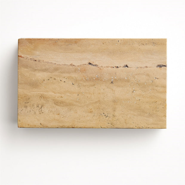 Large cream travertine rectangle decor box by BIDK, featuring a smooth stone finish and modern design for stylish home decor.