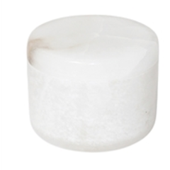 Alabaster votive box by BIDK with a smooth, polished finish and a hinged lid, ideal for storing small items or candles.