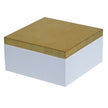 Large square storage box by BIDK with a gold leaf lacquer lid, elegant and decorative for home or office use.