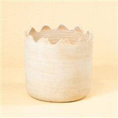 Large tall wave bowl in white ivory, stylish ceramic bowl with a textured wave design by BIDK.