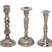 Nickel vintage-inspired candlestick from BIDK featuring a classic candle holder design with ornate details