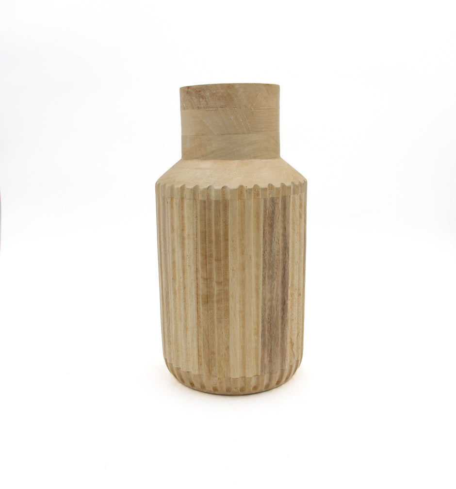 Saint-Malo Mango Wood Vase by BIDK featuring a smooth, natural finish and elegant shape for decorative floral arrangements.