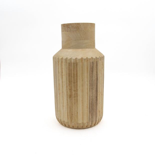 Saint-Malo Mango Wood Vase by BIDK featuring a smooth, natural finish and elegant shape for decorative floral arrangements.