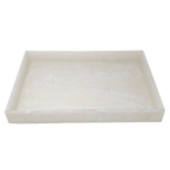 White resin rectangular tray by BIDK, showcasing a sleek, modern design perfect for serving or decorative use.
