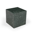 Green marble cube side table by BIDK, featuring a modern square design with a sleek, polished surface for contemporary decor.