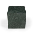 Green marble cube side table by BIDK with a sleek, modern design and smooth surface, perfect for living room or bedroom decor.