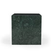 Green marble cube side table by BIDK, featuring a sleek square design with polished green marble surface and modern style.