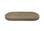 Oval beige resin tray by BIDK, showcasing a smooth, elegant tray with a glossy finish perfect for decorative or functional use.