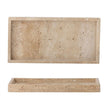 Large cream travertine tray by BIDK, showcasing a smooth, natural stone surface perfect for serving or decorative use.