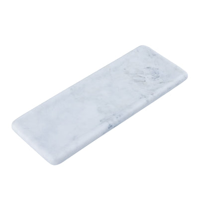 White marble rounded edge tray by BIDK, showcasing a smooth, elegant surface perfect for serving or decorative display.