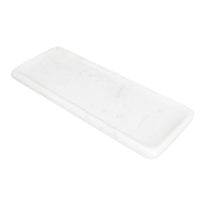 Small white marble tray with rounded edges by BIDK, perfect for serving or decorative display.