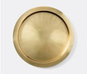 Blue Pheasant Allegra round tray in matte brass, ideal for bar accessories, with a sleek, circular design for elegant serving.