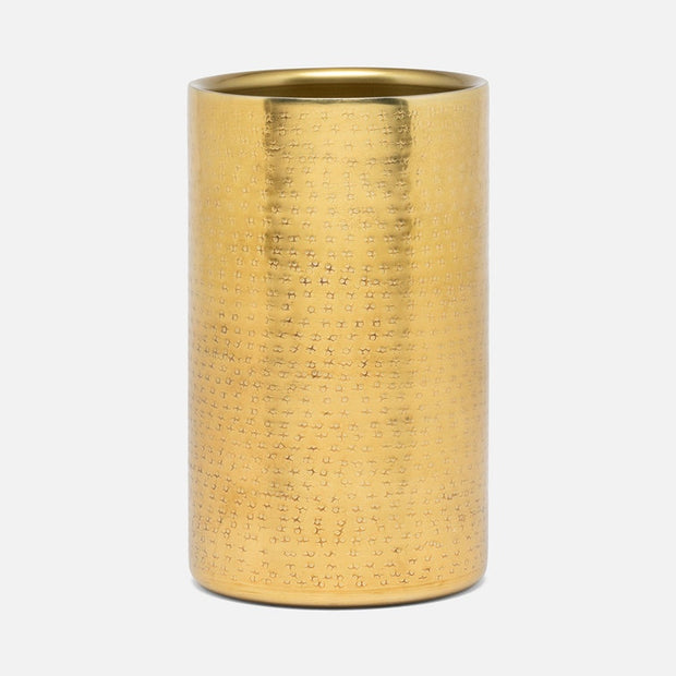 Blue Pheasant Amherst brass wine chiller, a stylish bar accessory for keeping wine cool, shown in a sleek brass finish.