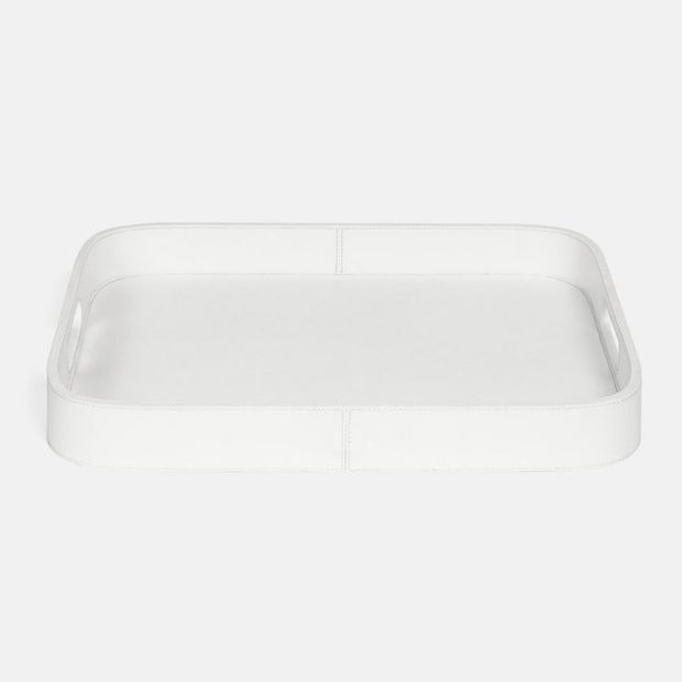 Bright white Brisbane Tray made of marine leather by Blue Pheasant, perfect for bar accessories.