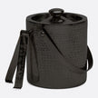 Blue Pheasant Winsford ice bucket with tongs, black nickel bar accessory for chilling beverages in a stylish setting.