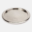 Blue Pheasant Winsford Round Tray in shiny nickel, a stylish bar accessory with a polished, reflective surface.
