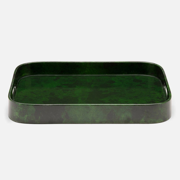 Blue Pheasant Nelson rectangular bar tray with a vibrant emerald finish, ideal for bar accessories and serving drinks.